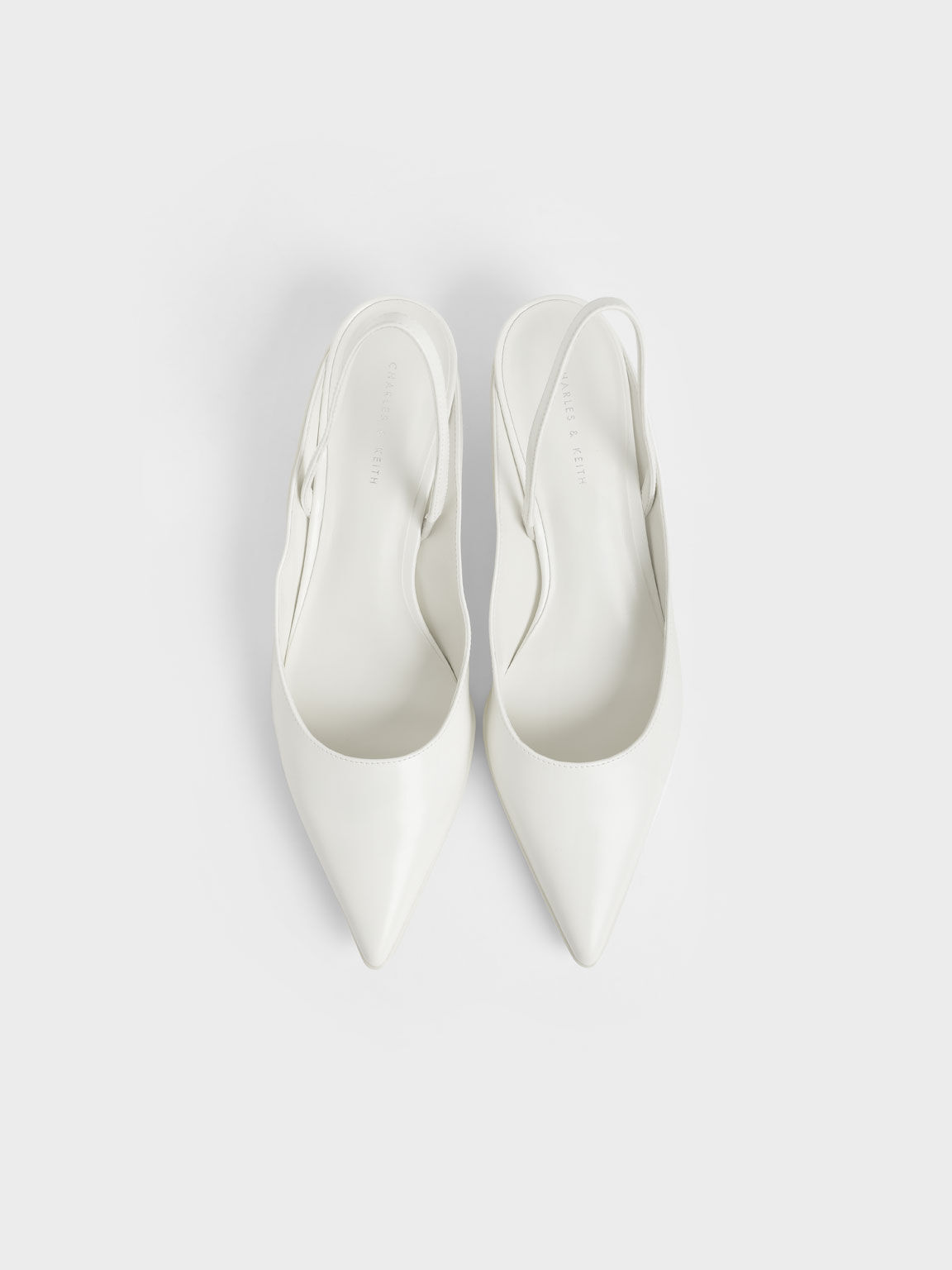 Pointed Toe Slingback Pumps, White, hi-res