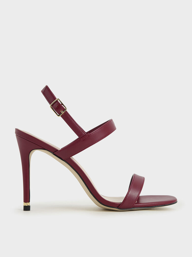 Ankle Strap Stiletto Sandals, Red, hi-res