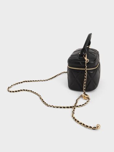 Arwen Quilted Top Handle Vanity Bag, Black, hi-res