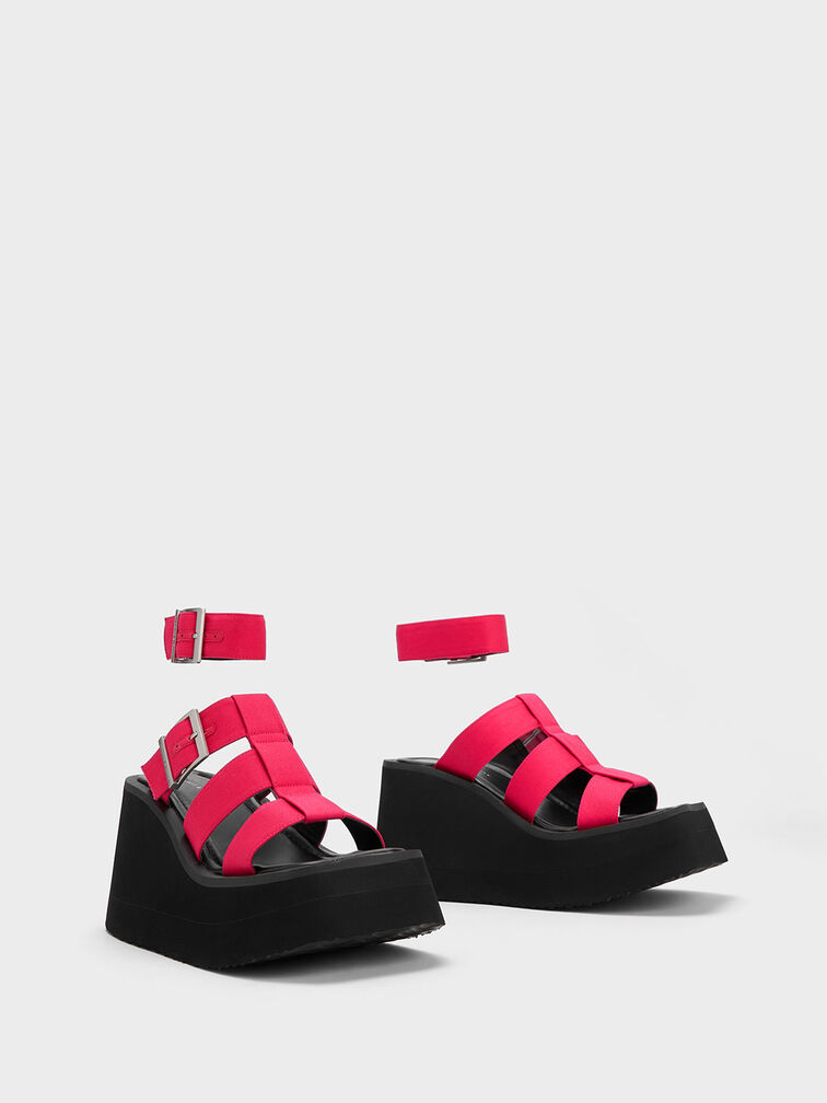 IIsa Flatform Gladiator Sandals, Fuchsia, hi-res