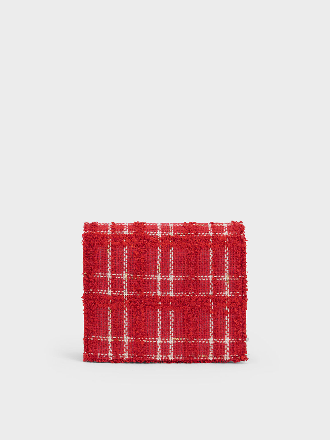 Georgette Tweed Small Wallet, Red, hi-res