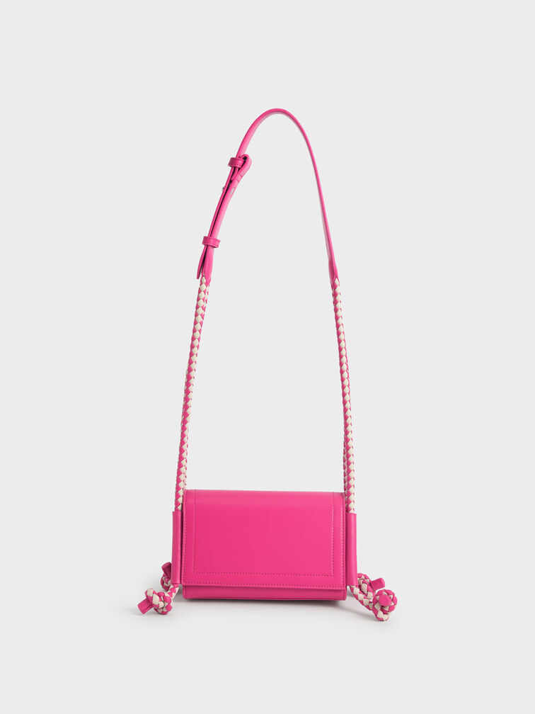 Embellished Strap Crossbody Bag, Fuchsia, hi-res
