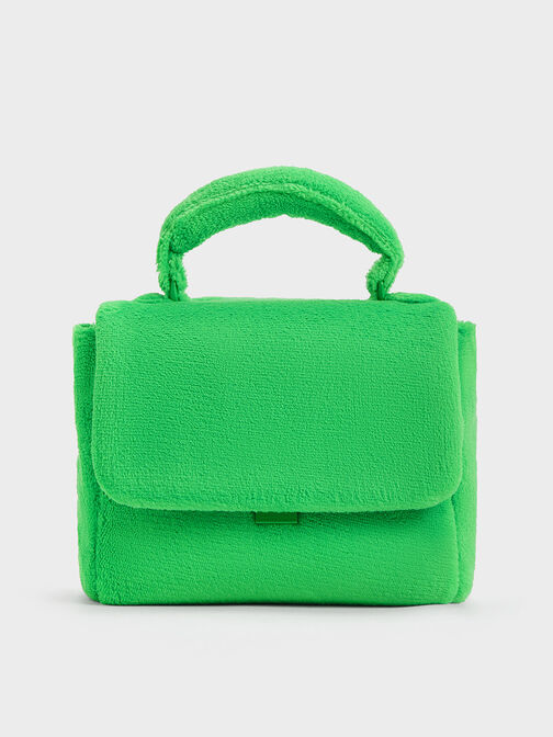 Loey Textured Top Handle Bag, Green, hi-res