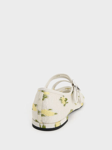 Mesh Floral-Print Double-Strap Mary Jane Flats, Multi, hi-res