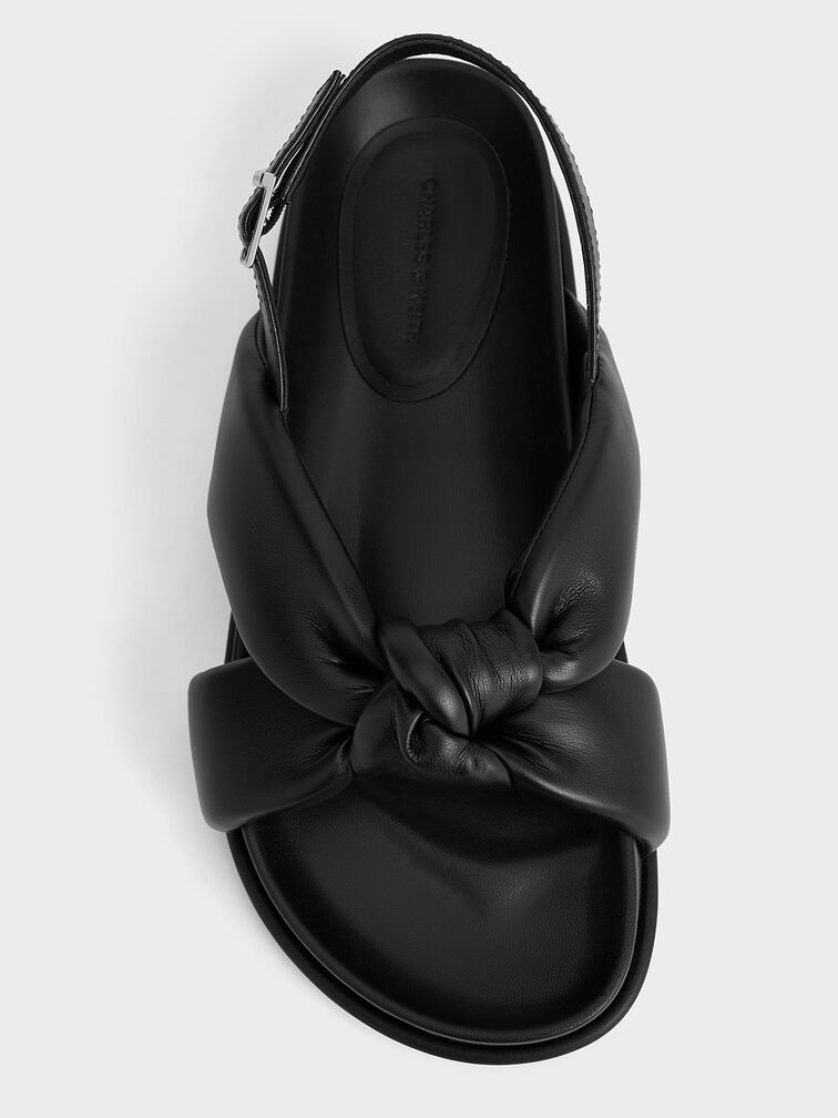 Sandalias acolchadas anudadas Rosetta, Negro, hi-res