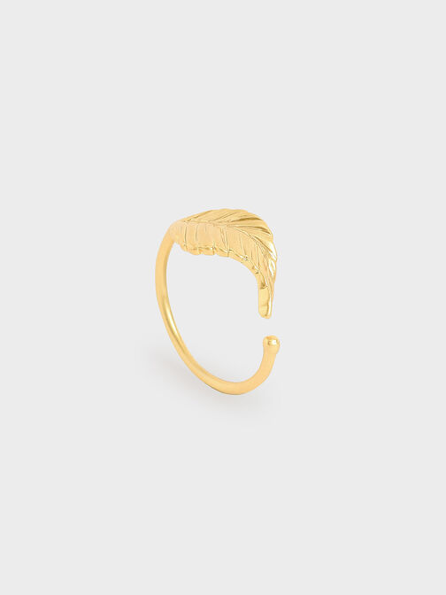 Leaf Band Ring, Brush Gold, hi-res