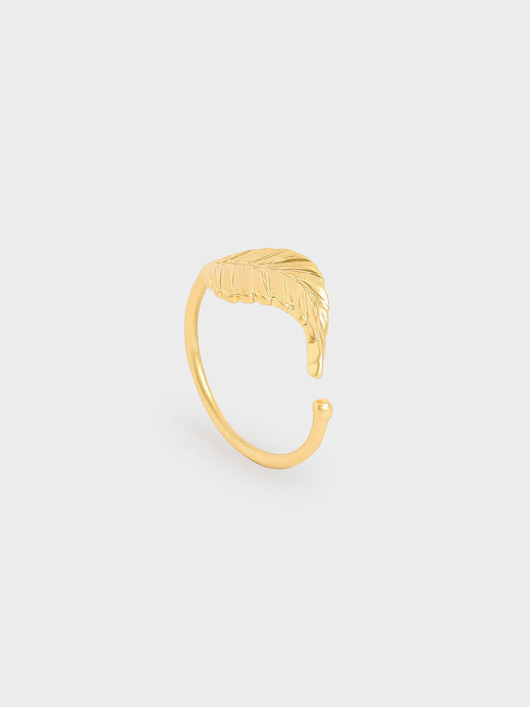 Leaf Band Ring, Brush Gold, hi-res