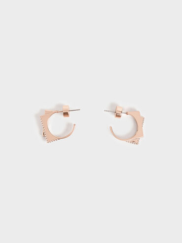 Swarovski® Crystal Sculptural Hoop Earrings, Rose Gold, hi-res