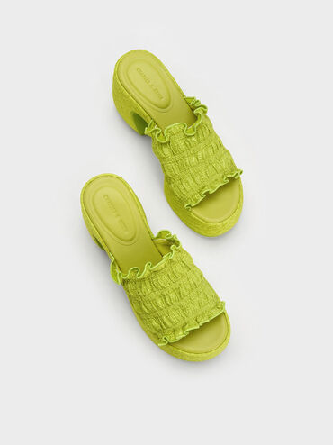 Nuala Ruched Platform Mules, Lime, hi-res