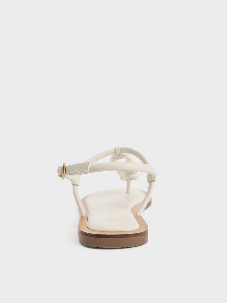 Raffia Ring Thong Sandals, Chalk, hi-res