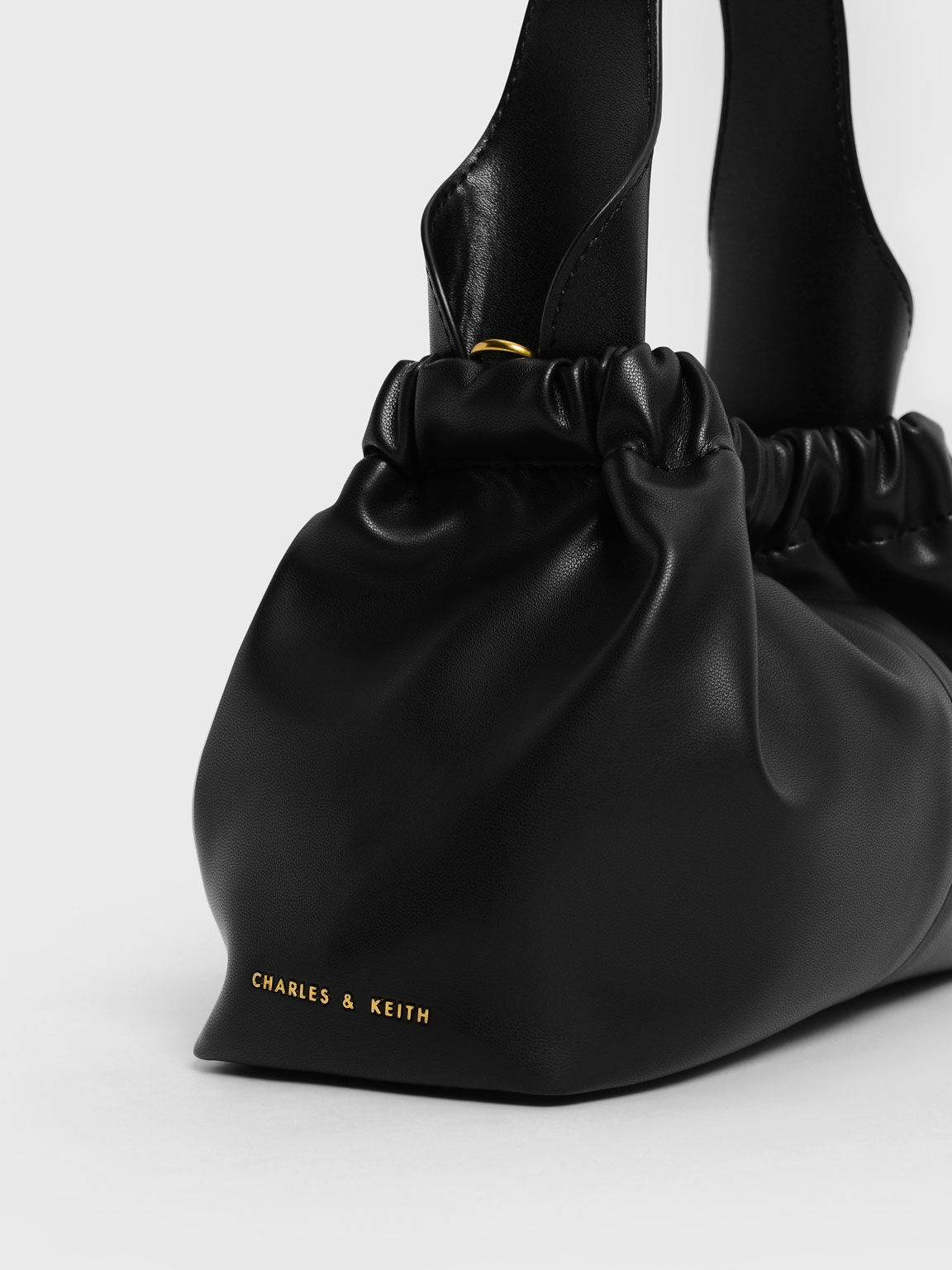 Ally Ruched Slouchy Bag, Black, hi-res