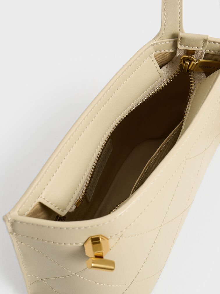 Metallic Accent Quilted Bag, Butter, hi-res