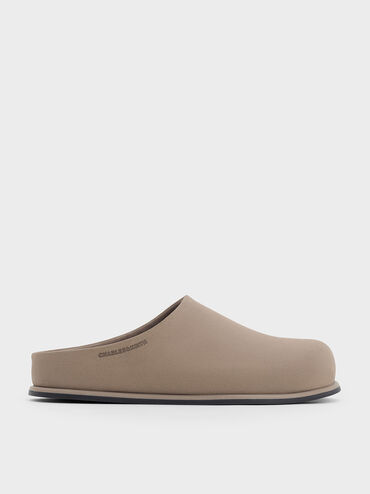 Textured Flatform Mules, Taupe, hi-res