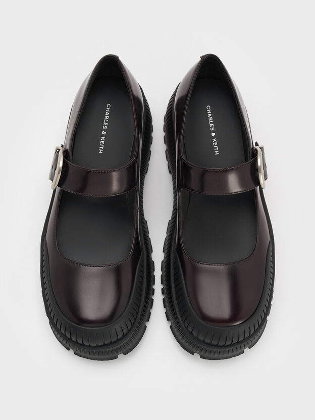 Sapatos Mary Janes com sola de plataforma nervurada Darra, Borgonha, hi-res
