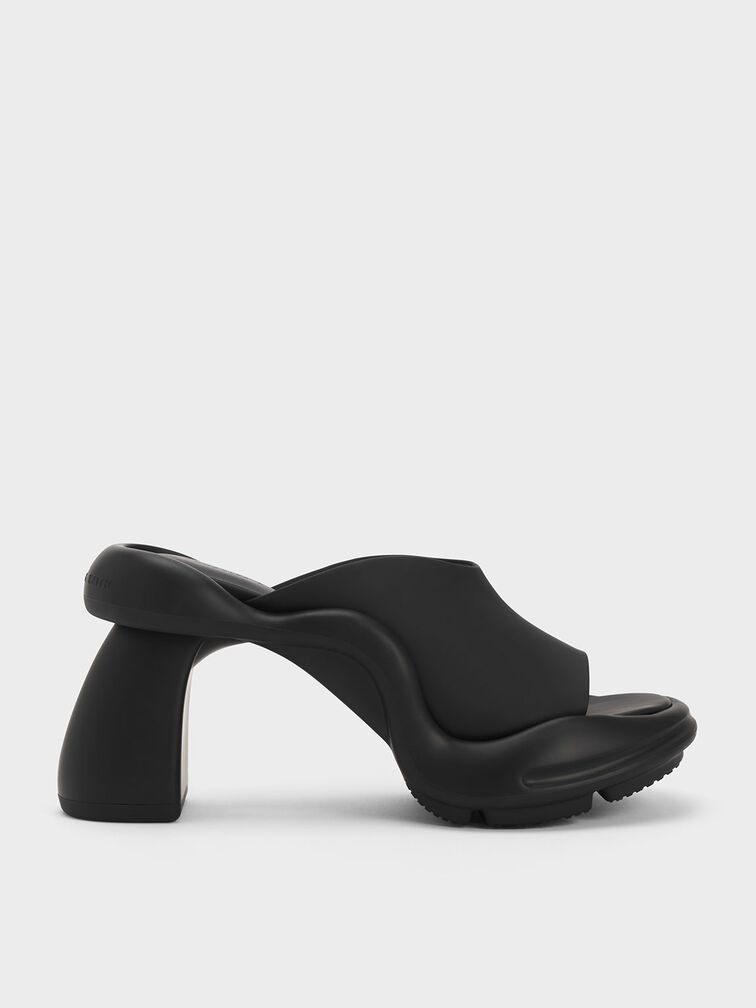 Leila Sculptural Mules, Black, hi-res