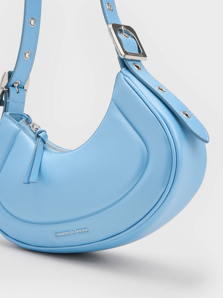 Blue Petra Curved Shoulder Bag - CHARLES & KEITH SG