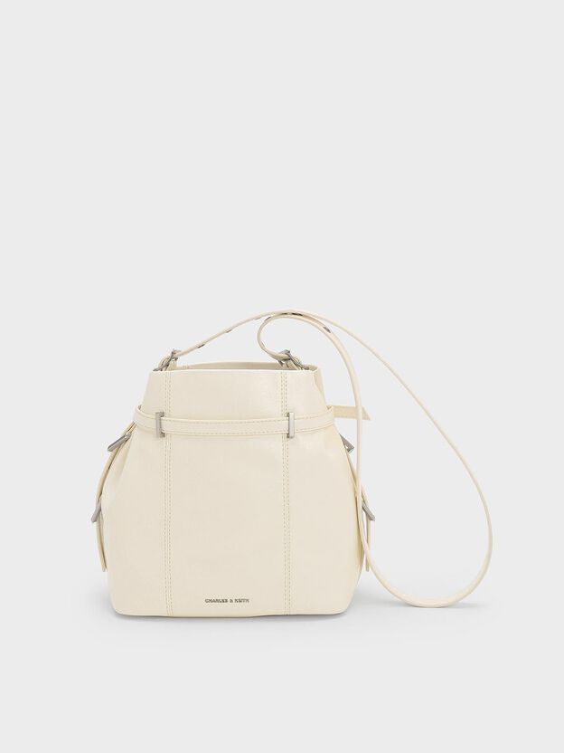 Bryna Belted Bucket Bag, Cream, hi-res