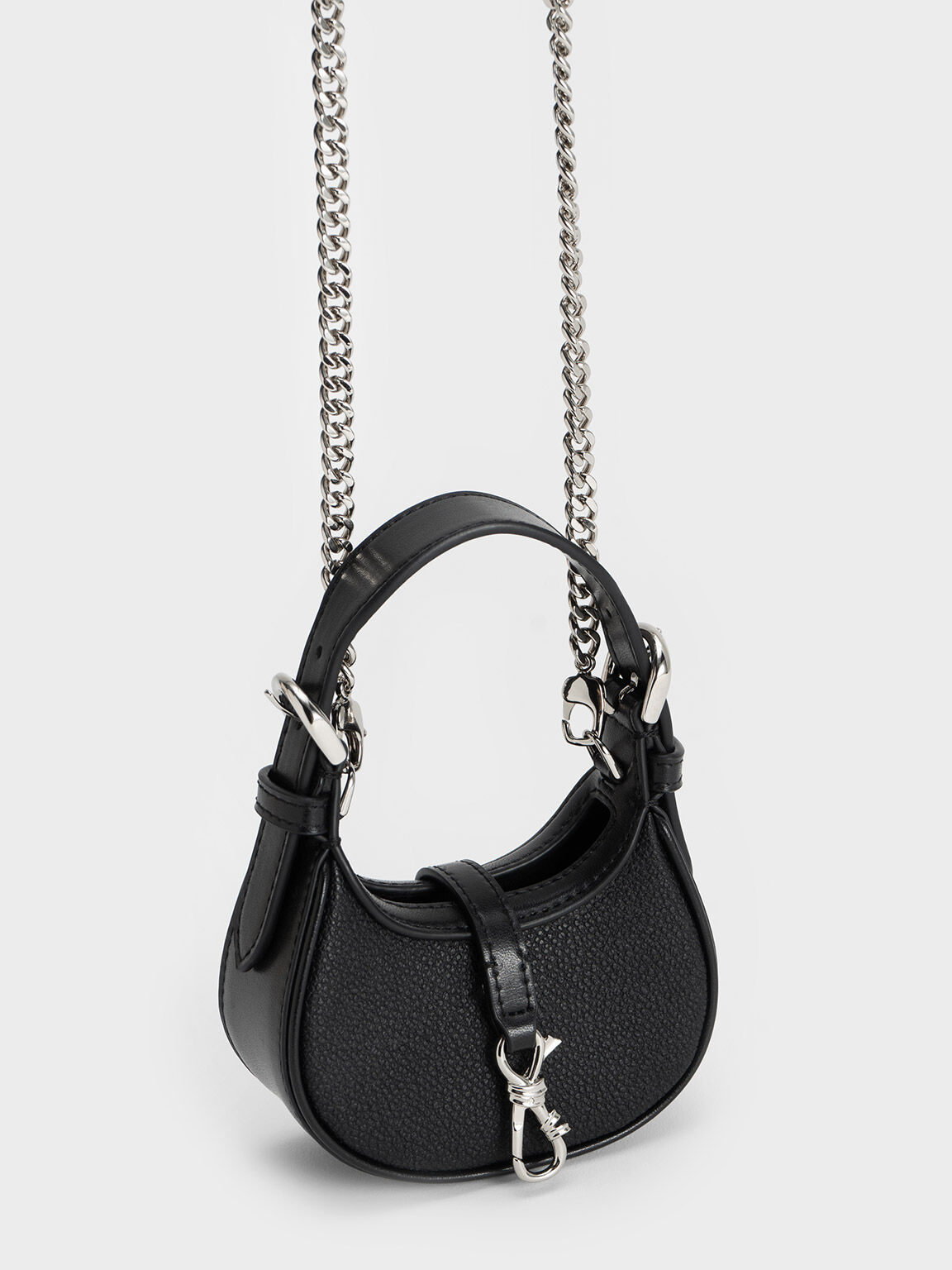 Bolso Mini Thessaly con Detalles Metálicos, Black, hi-res