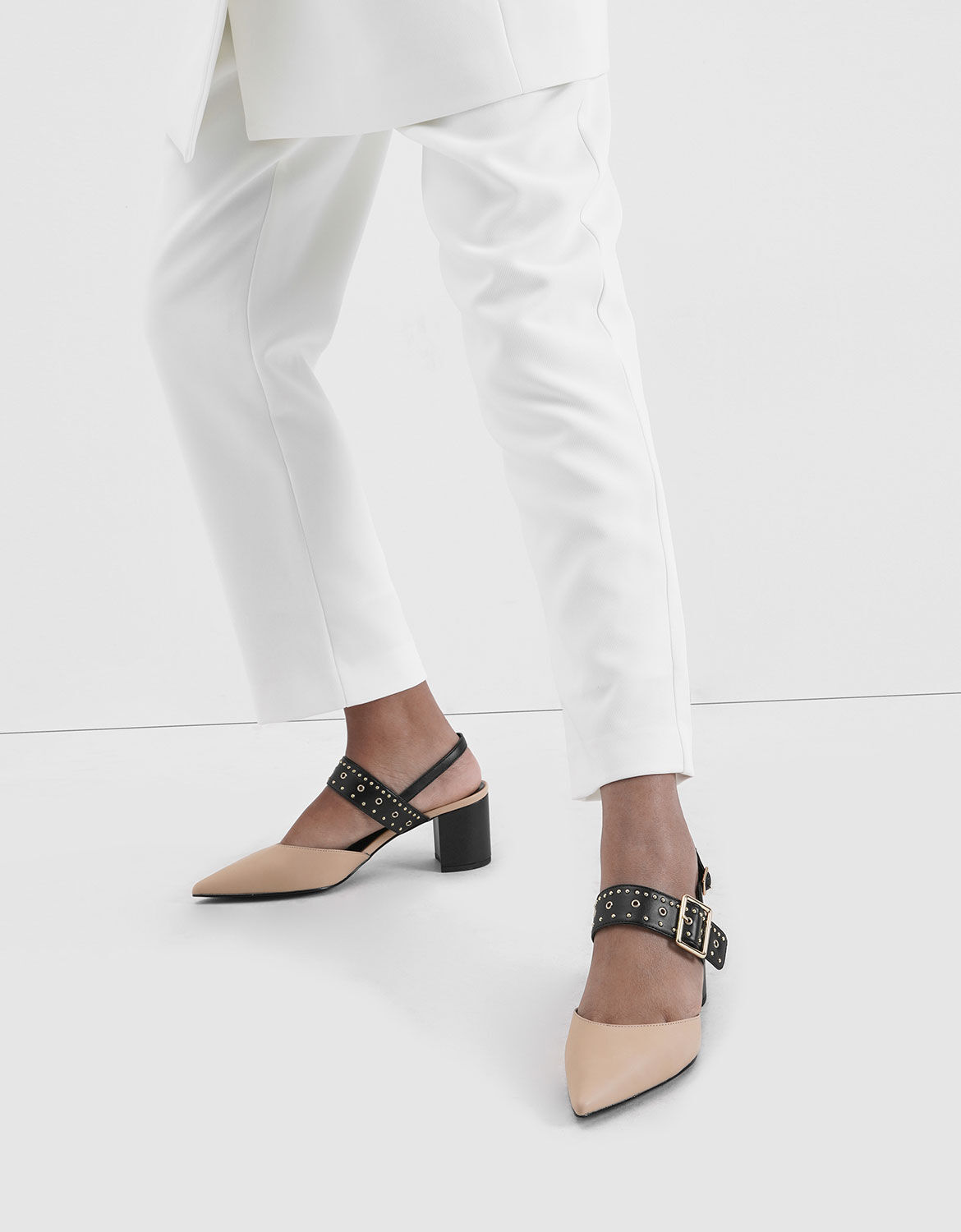 Charles and keith online studded pointed slingbacks