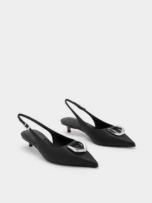 Gabine Leather Slingback Pumps, Black, hi-res