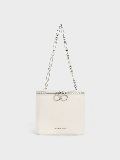 Cyrus Boxy Chain-Handle Bag, Cream, hi-res