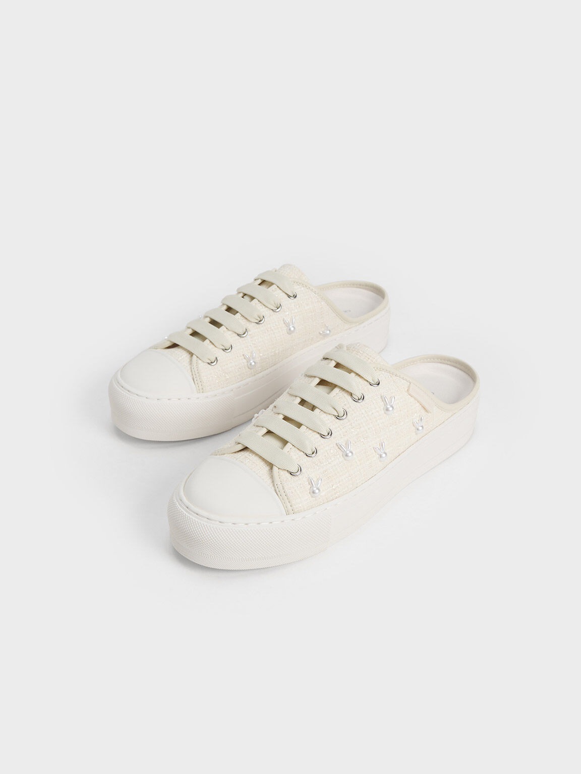 Bunny Tweed Slip-On Sneakers, Chalk, hi-res