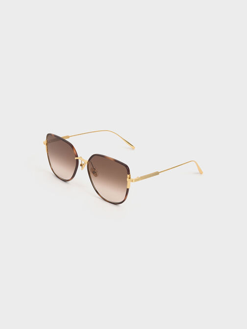 Seraphina Panelled Temples Butterfly Sunglasses, T. Shell, hi-res