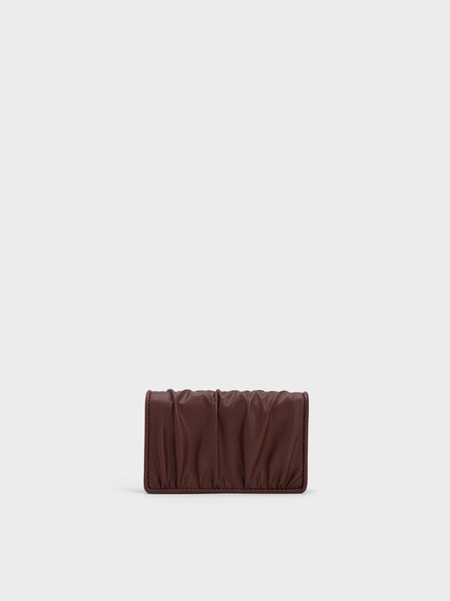 Aldora Ruched Card Holder, Dark Chocolate, hi-res