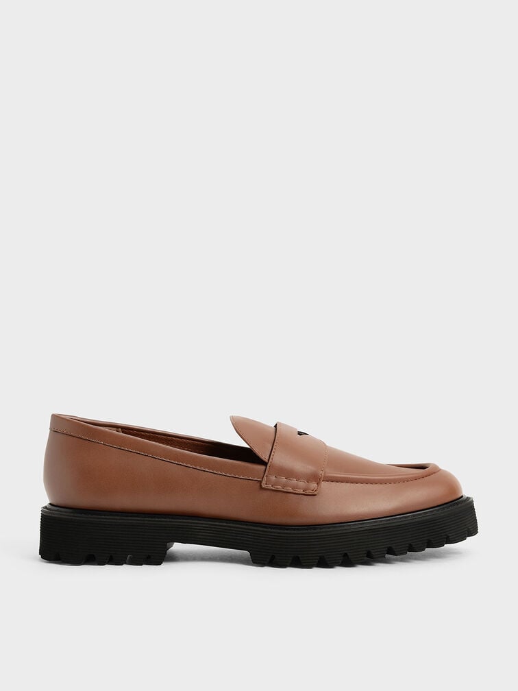 Chunky Penny Loafers, Cognac, hi-res