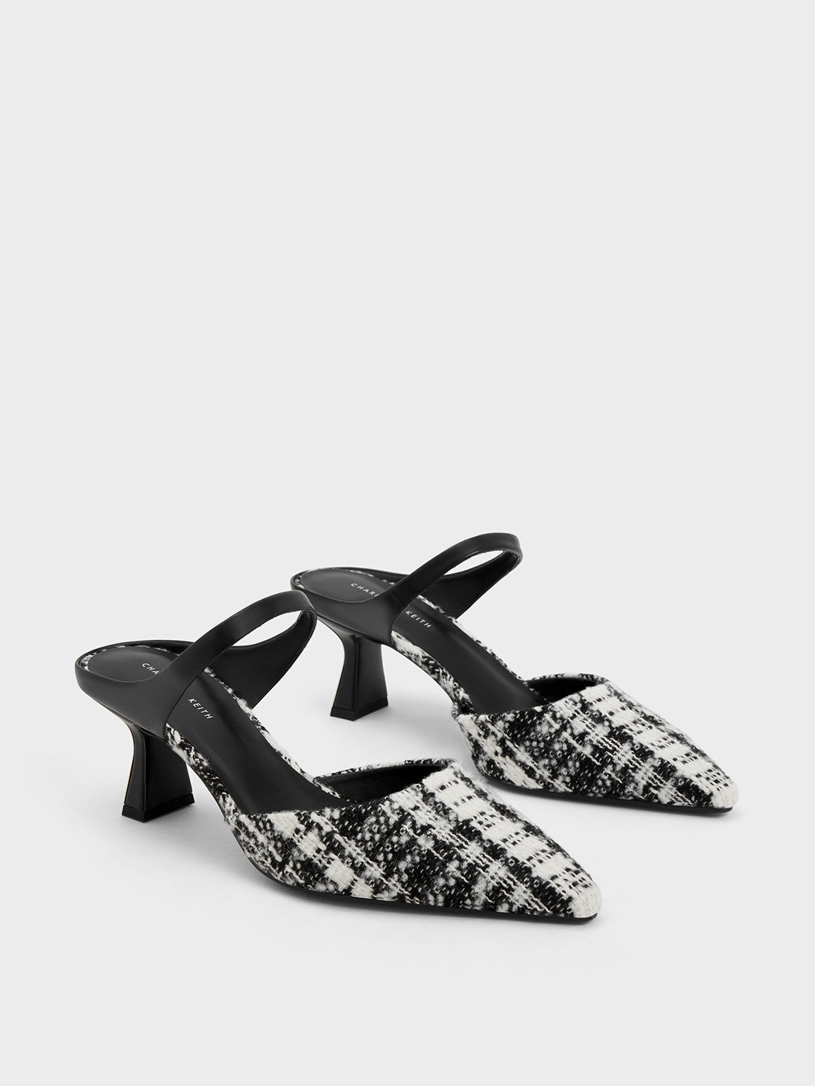 Tweed Slant Heel Mules - Multi