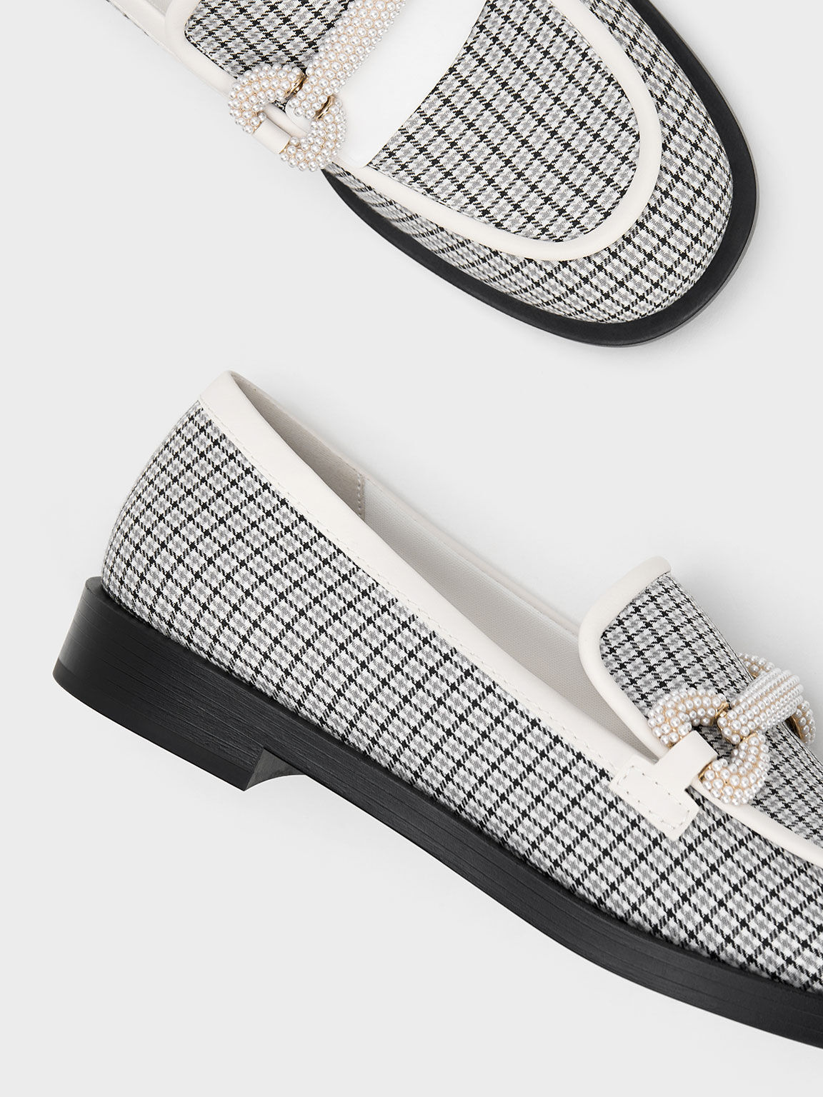 Checkered Beaded Strap Loafers, Multi, hi-res