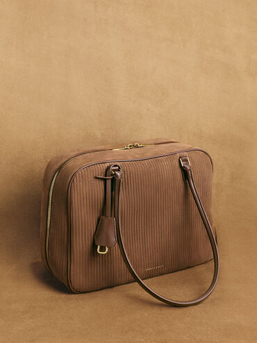 Sac bowling large bicolore Sianna, Mocha Brown, hi-res