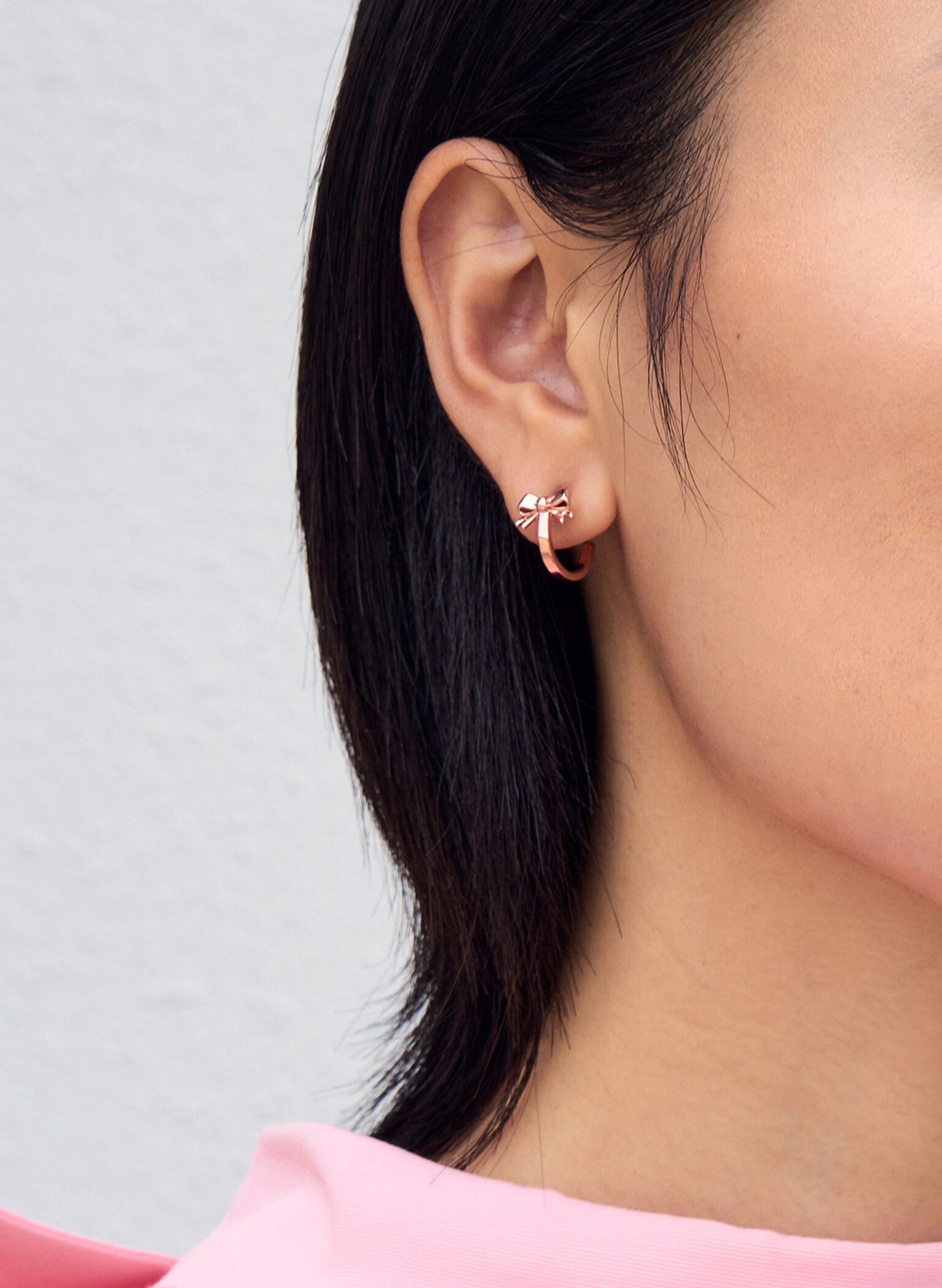 Paige Ribbon Stud Earrings, Rose Gold, hi-res