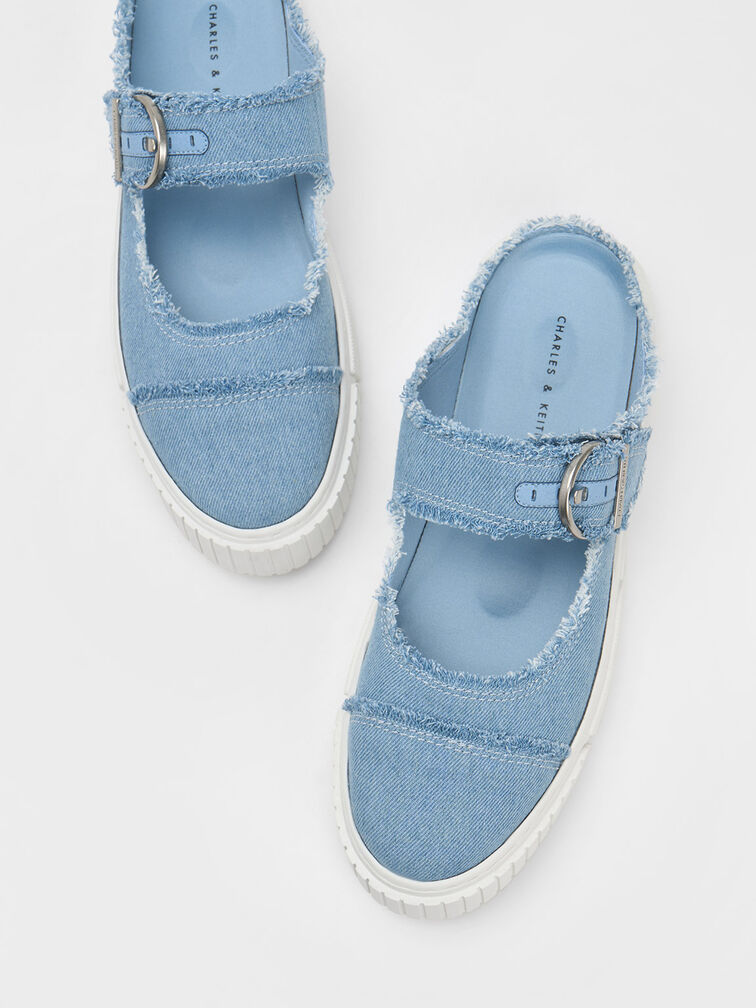 Charles & Keith Chunky Mary Janes in Light Blue