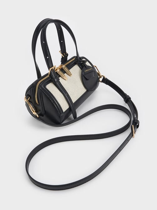 Enola Canvas Two-Tone Bowling Bag, Black, hi-res