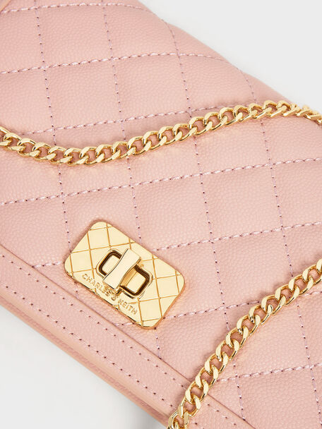 Micaela Quilted Long Wallet, Pink, hi-res