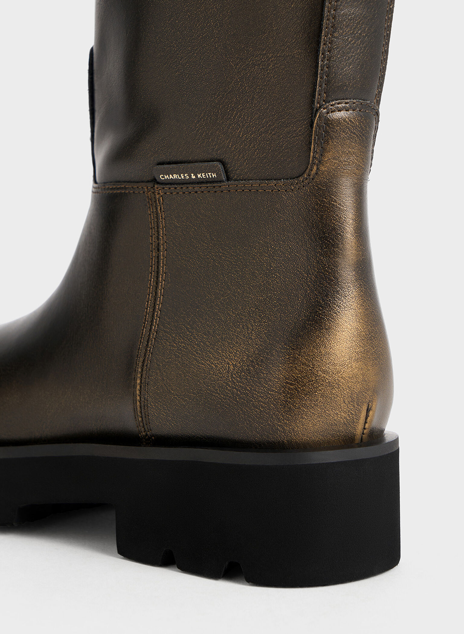 Double Pull-Tab Calf Boots, Bronze, hi-res