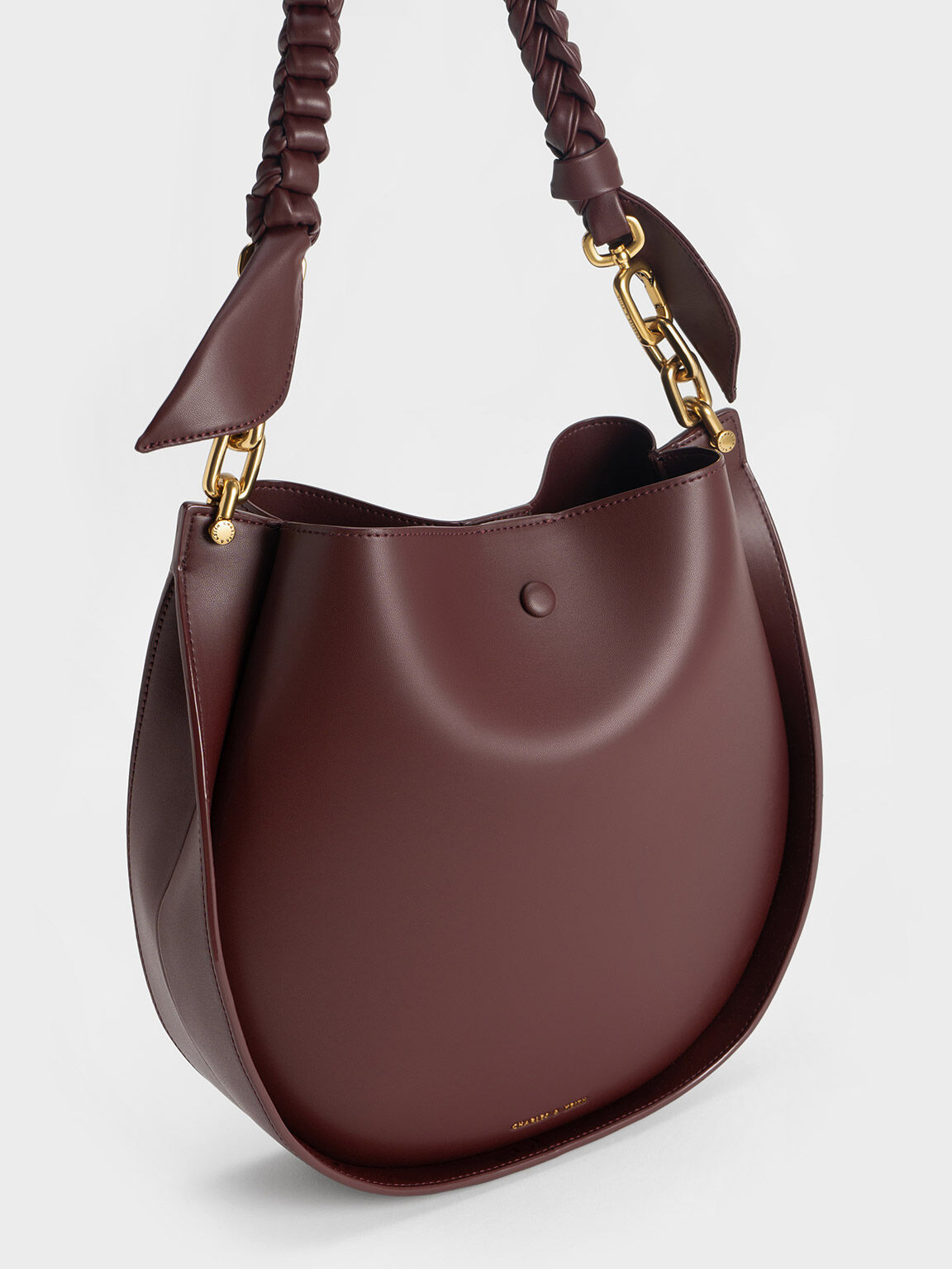 Cleona Braided Handle Shoulder Bag, Dark Chocolate, hi-res