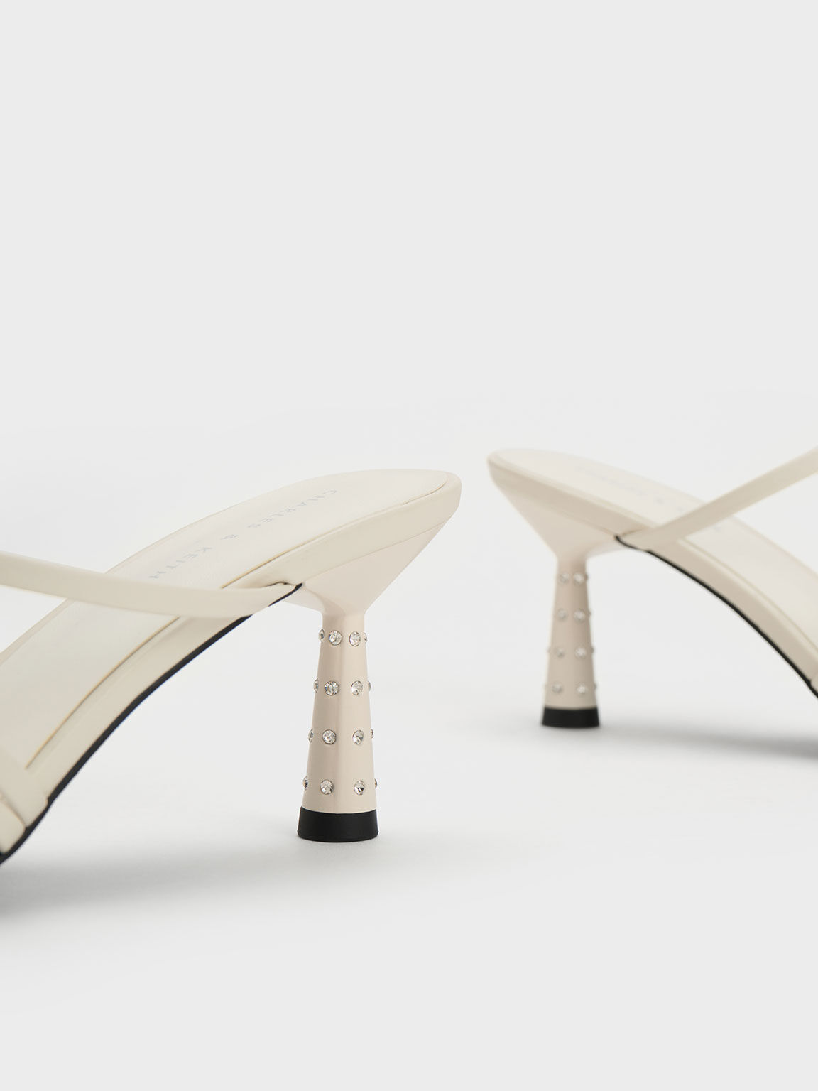 Embellished Cone Heel Sandals, Cream, hi-res