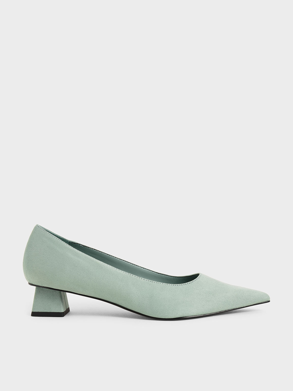 Mint Green Trapeze Heel Pumps - CHARLES & KEITH KR
