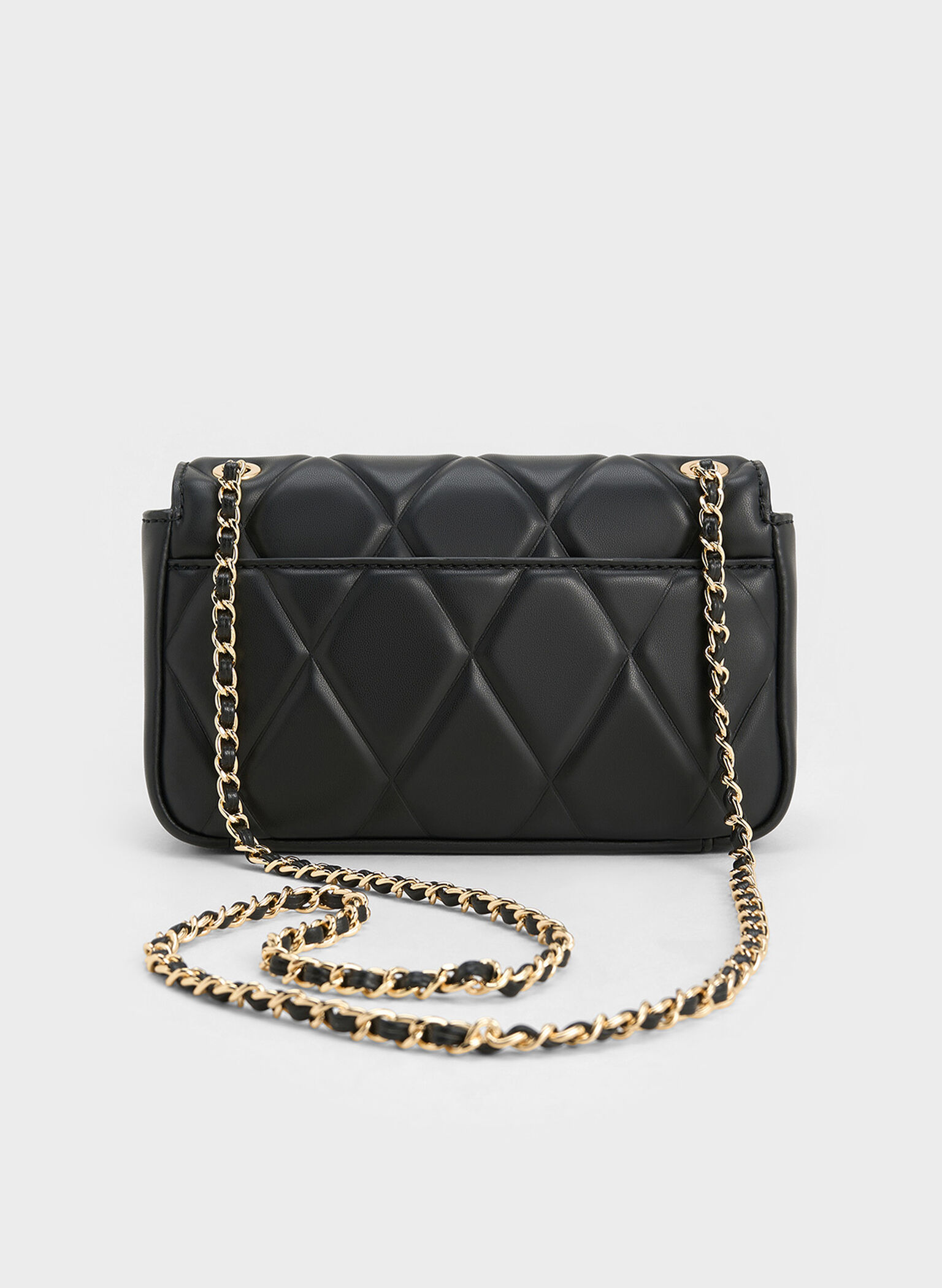 Arwen Diamond-Quilt Shoulder Bag, Black, hi-res