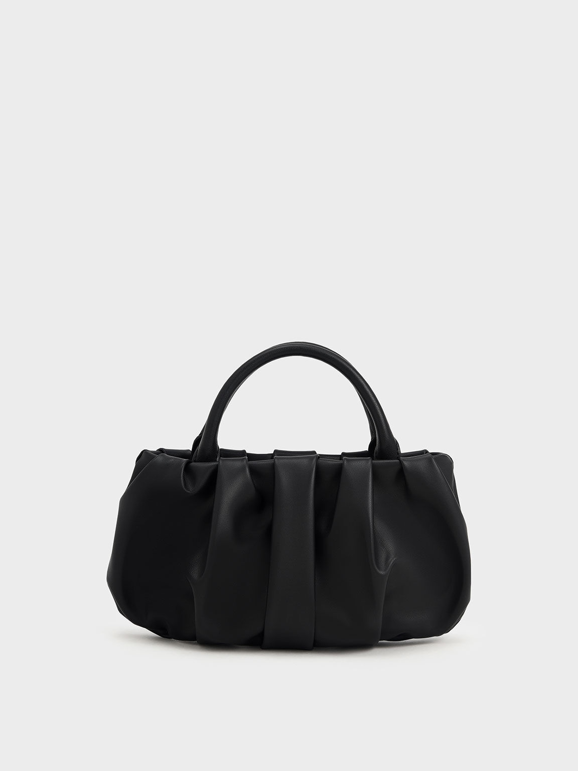 Claudette Ruched Top Handle Bag​, Black, hi-res