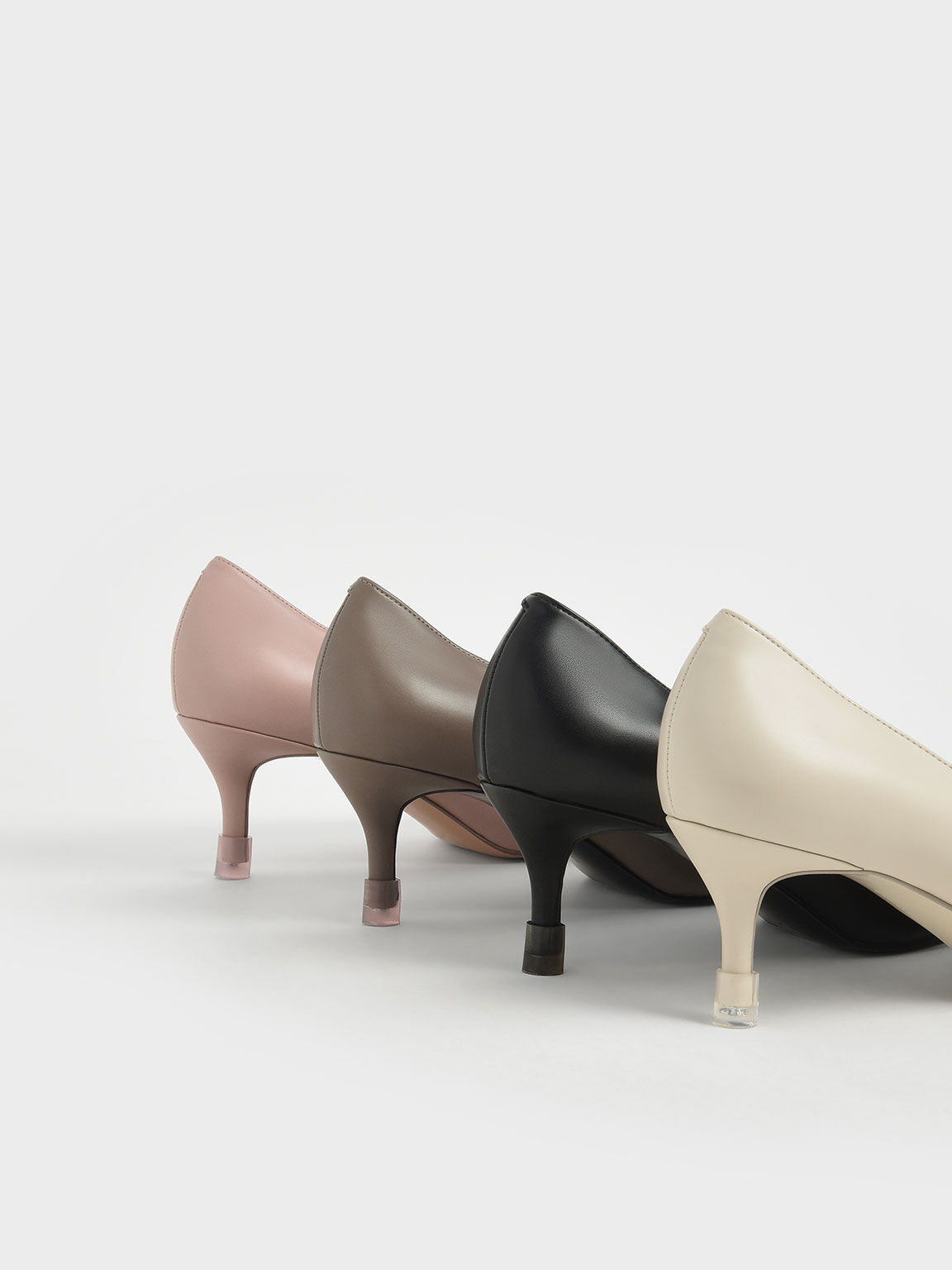 Mid Heel Pointed Toe Pumps, Black, hi-res