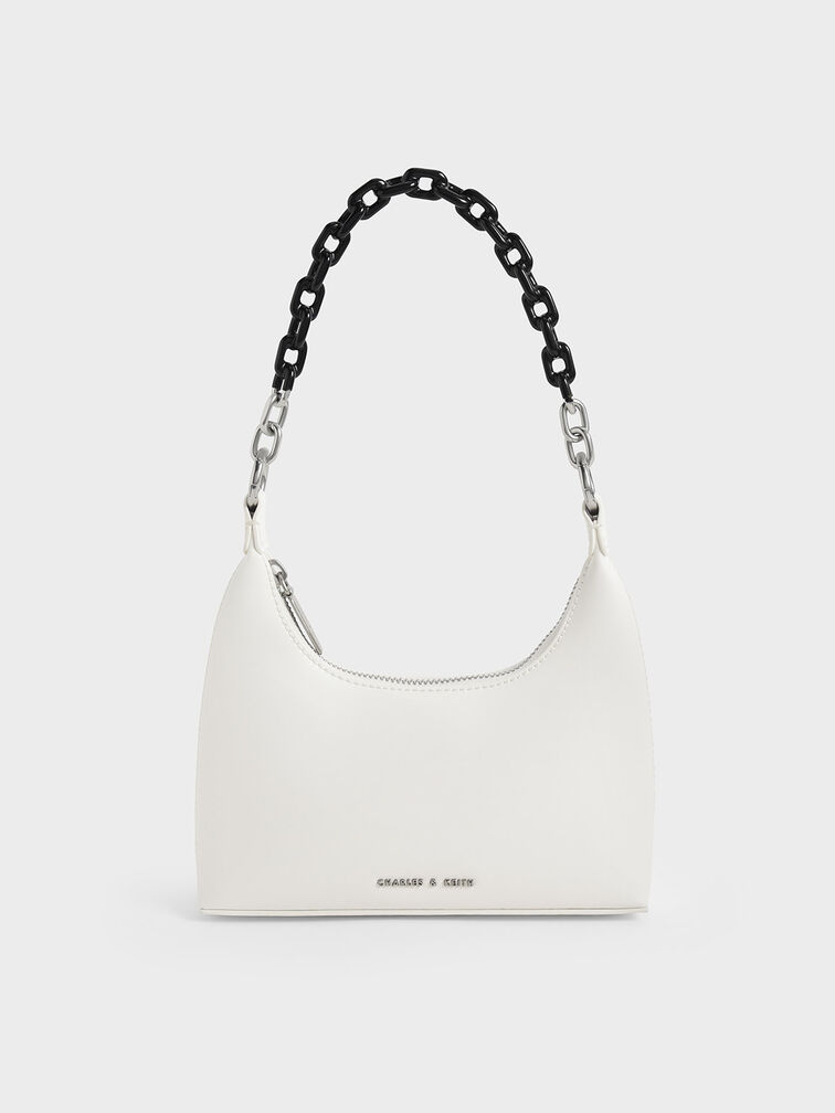 White Koi Chain Handle Shoulder Bag - CHARLES & KEITH SG