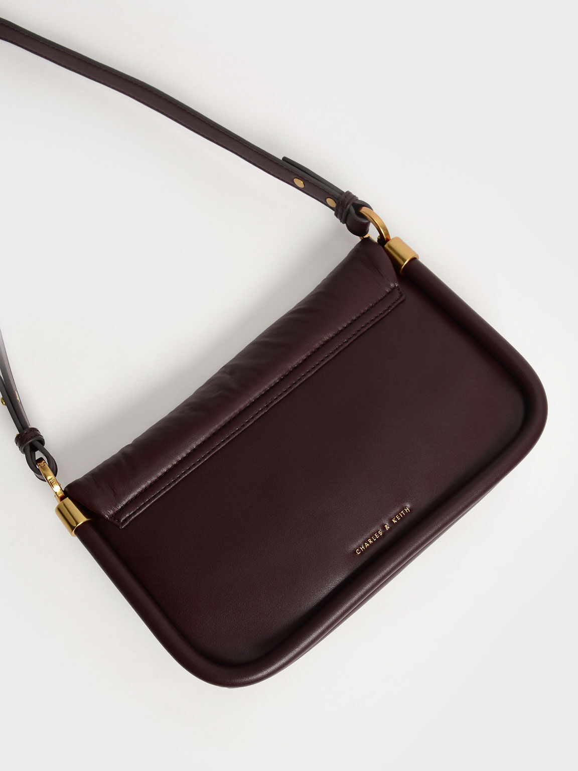 Zadie Padded Shoulder Bag, Burgundy, hi-res
