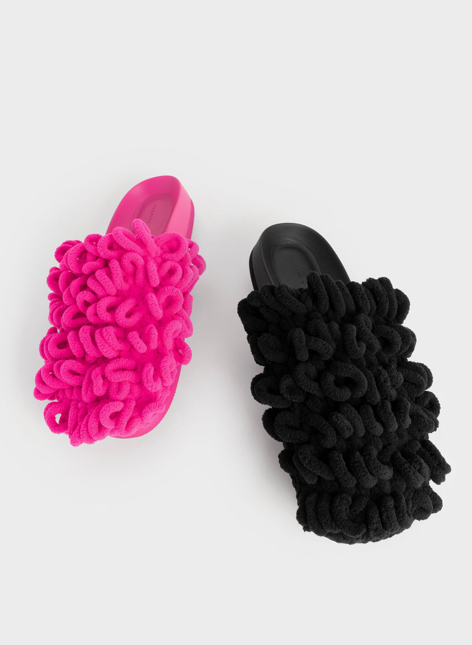 Textured Flat Mules, Black, hi-res