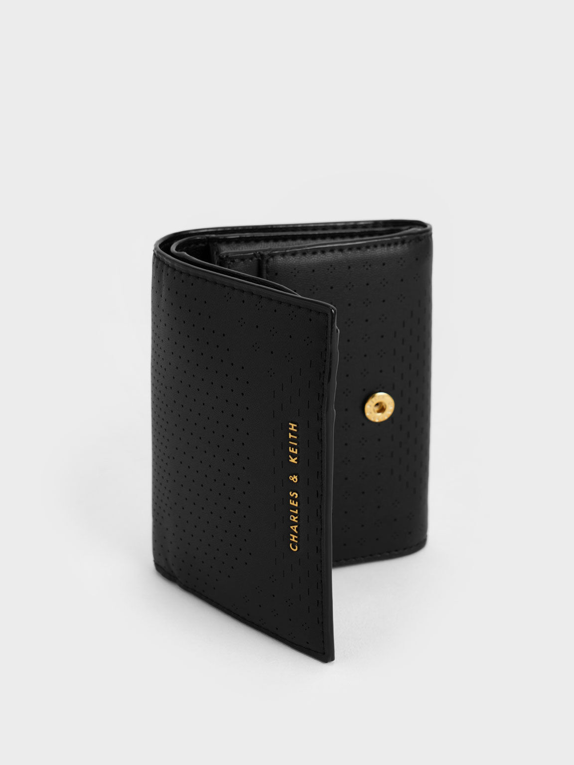 Lorain Perforated Wallet, Black, hi-res