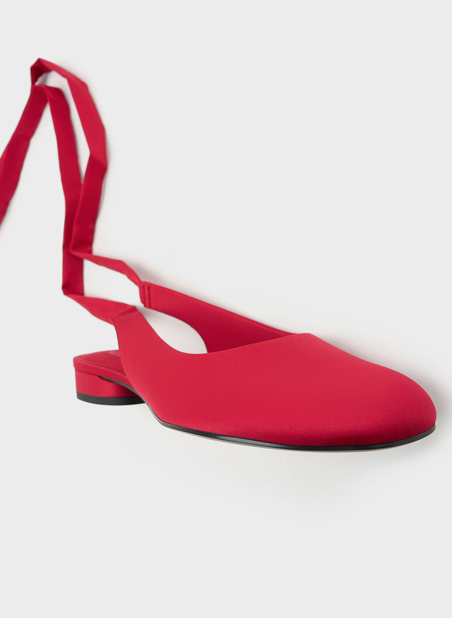 Satin Tie-Around Ballet Flats, Red, hi-res