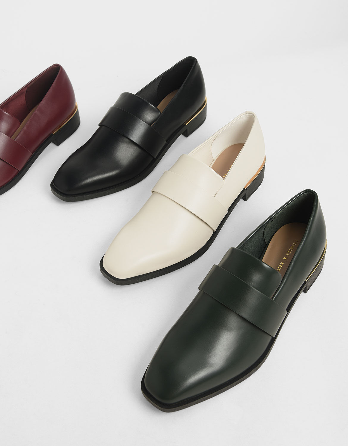 Chalk Square Toe Penny Loafers | CHARLES & KEITH USD