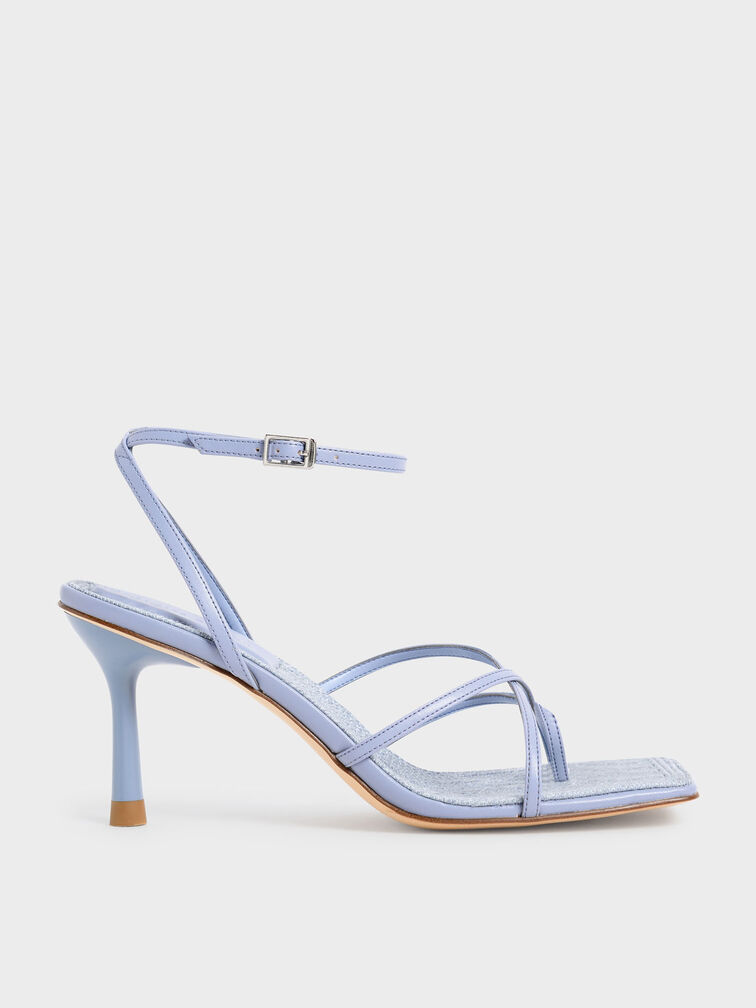 Ankle Strap Stiletto Sandals, Blue, hi-res